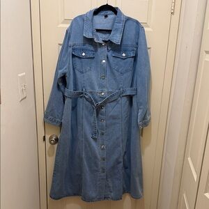 SHEIN Light Blue Denim Curve Shirt Jacket 3XL